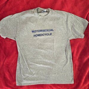 Motorsexual Homocycle Shirt Grey Hanes Beefy Tag LGBT Novelty Size L Made in USA